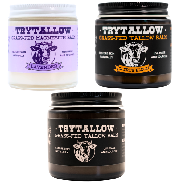 TryTallow Trio Pack (Magnesium Balm, Original Balm, Citrus Bloom Balm)
