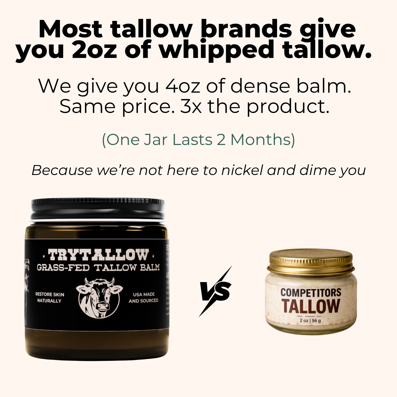 TryTallow™ Grass-Fed Tallow Balm (4oz)